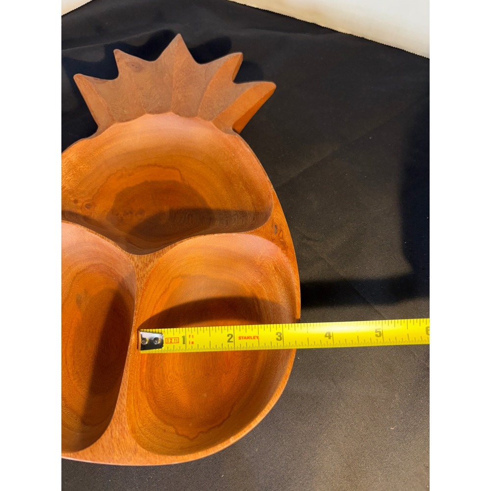 Lomano Wood Pineapple Shaped Divided Serving Tray Dish Made in Philippines - Picture 5 of 8